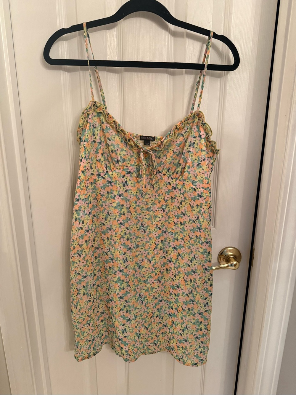 Wild Fable Multicolored Ruffle Trim Slip Mini Babydoll Dress